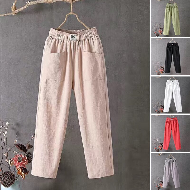 Levoire | Pantalon Femmes Avec Taille Élastique, Longueur Cheville Et Coupe Détendue En Coton