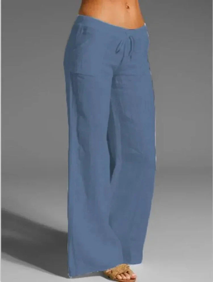 Levoire | Pantalon D'Été Avec Cordon Pantalon À Jambe Large Vêtements Pour Femmes Bleu