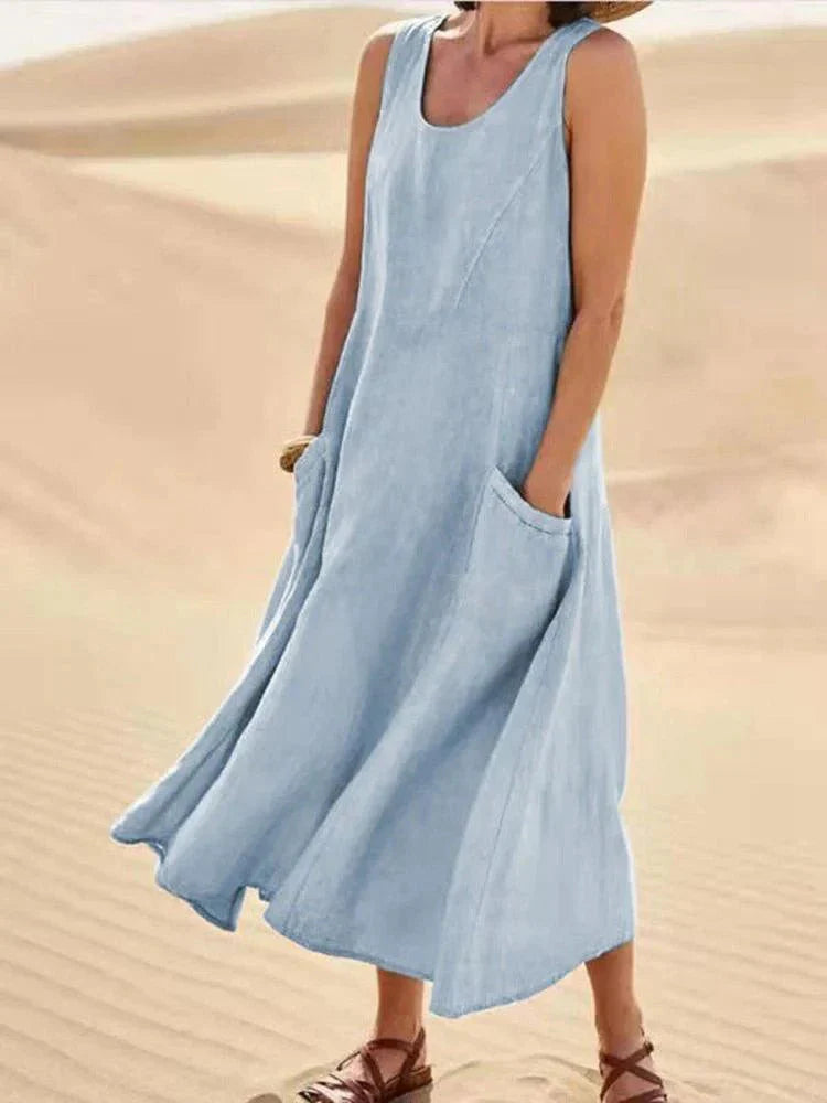 Levoire | Robe Détente Sans Manches Robe D'Été Robes Longues Bleu Céleste