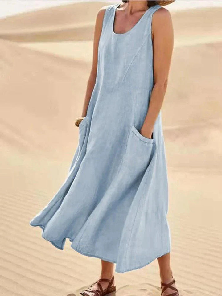 Levoire | Robe Détente Sans Manches Robe D'Été Robes Longues Bleu Céleste