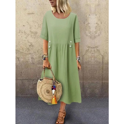 Levoire | Robe À Col Rond Et Fermeture À Boutons Vert