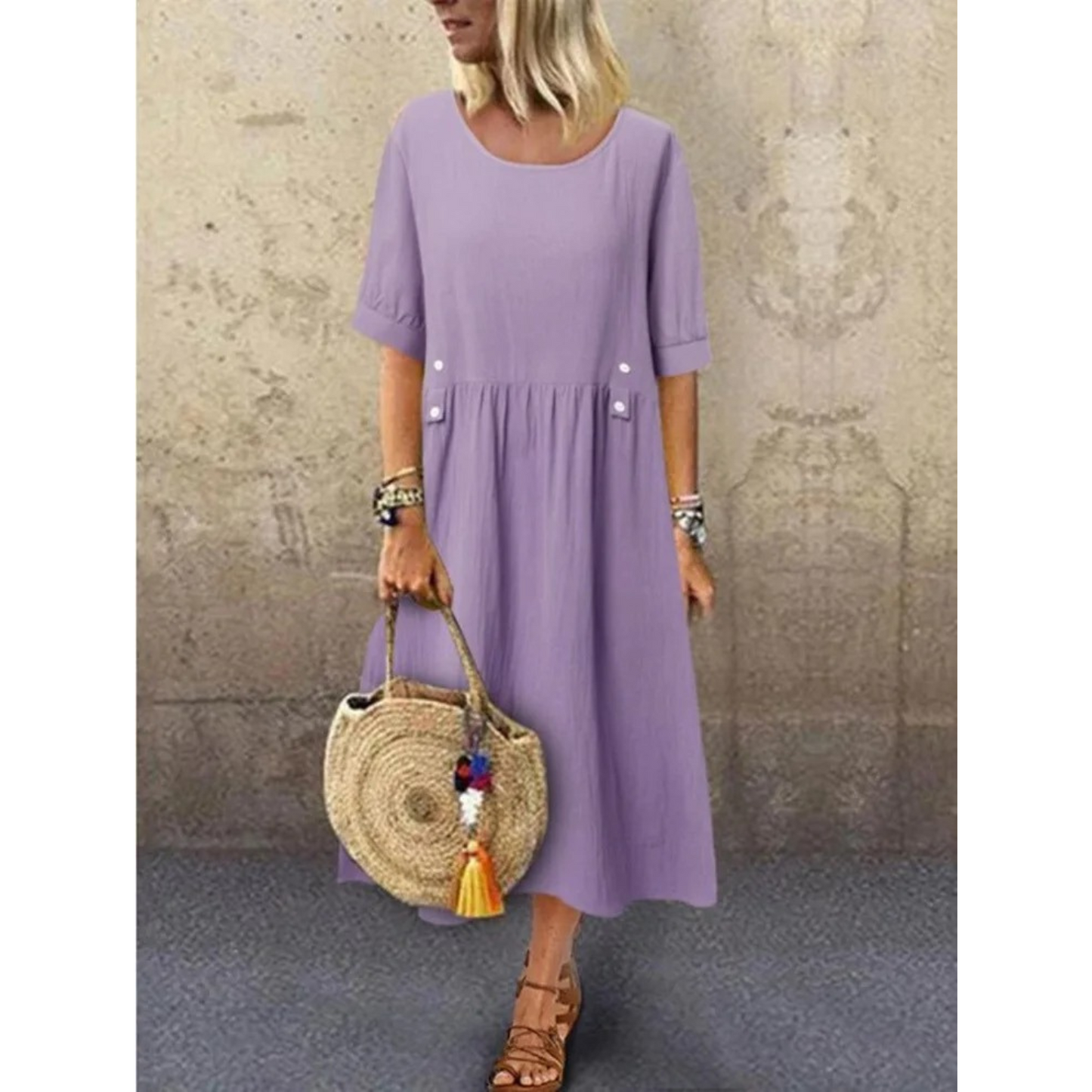 Levoire | Robe À Col Rond Et Fermeture À Boutons Lilas