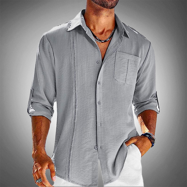 Levoire | Coton Chemise À Manches Courtes Boutonnée Chemise Pour Hommes Gris