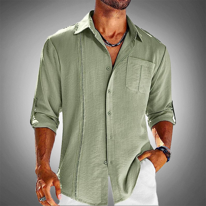 Levoire | Coton Chemise À Manches Courtes Boutonnée Chemise Pour Hommes Vert