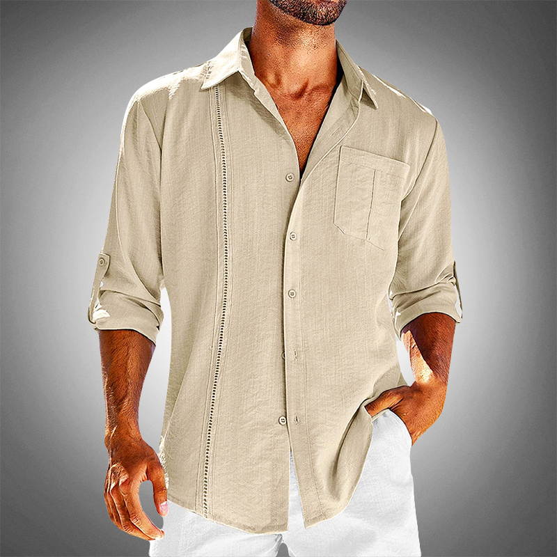 Levoire | Coton Chemise À Manches Courtes Boutonnée Chemise Pour Hommes Beige
