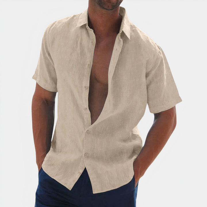 Levoire | Fermeture À Boutons Chemise À Col Châle À Manches Courtes Chemise Pour Hommes Kaki