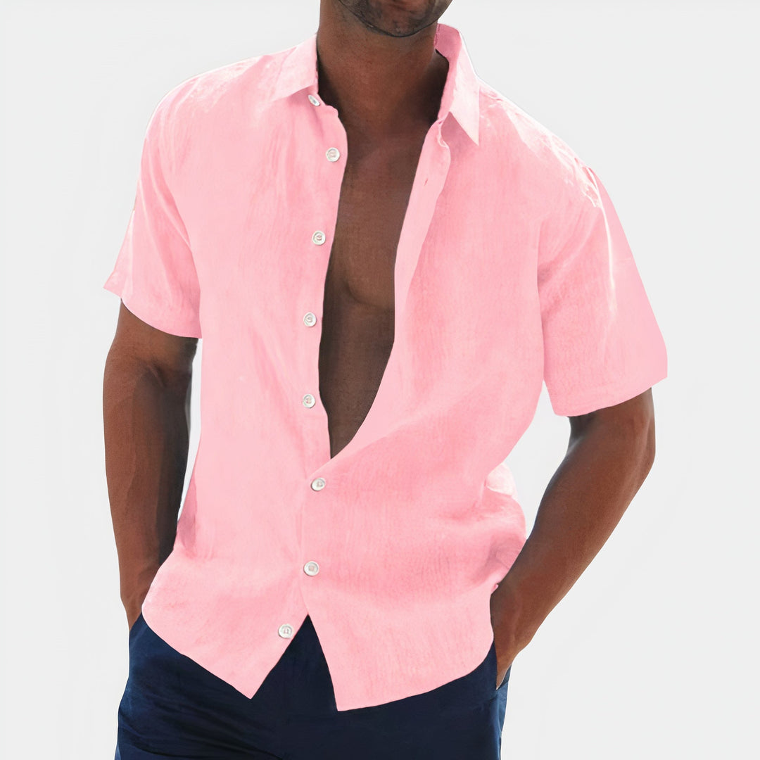 Levoire | Fermeture À Boutons Chemise À Col Châle À Manches Courtes Chemise Pour Hommes Rosa