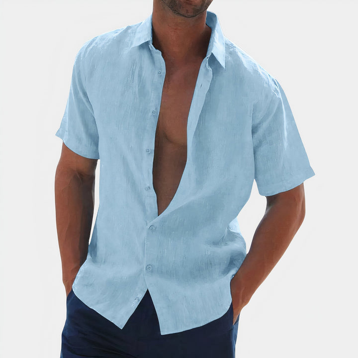 Levoire | Fermeture À Boutons Chemise À Col Châle À Manches Courtes Chemise Pour Hommes Himmlischbleu