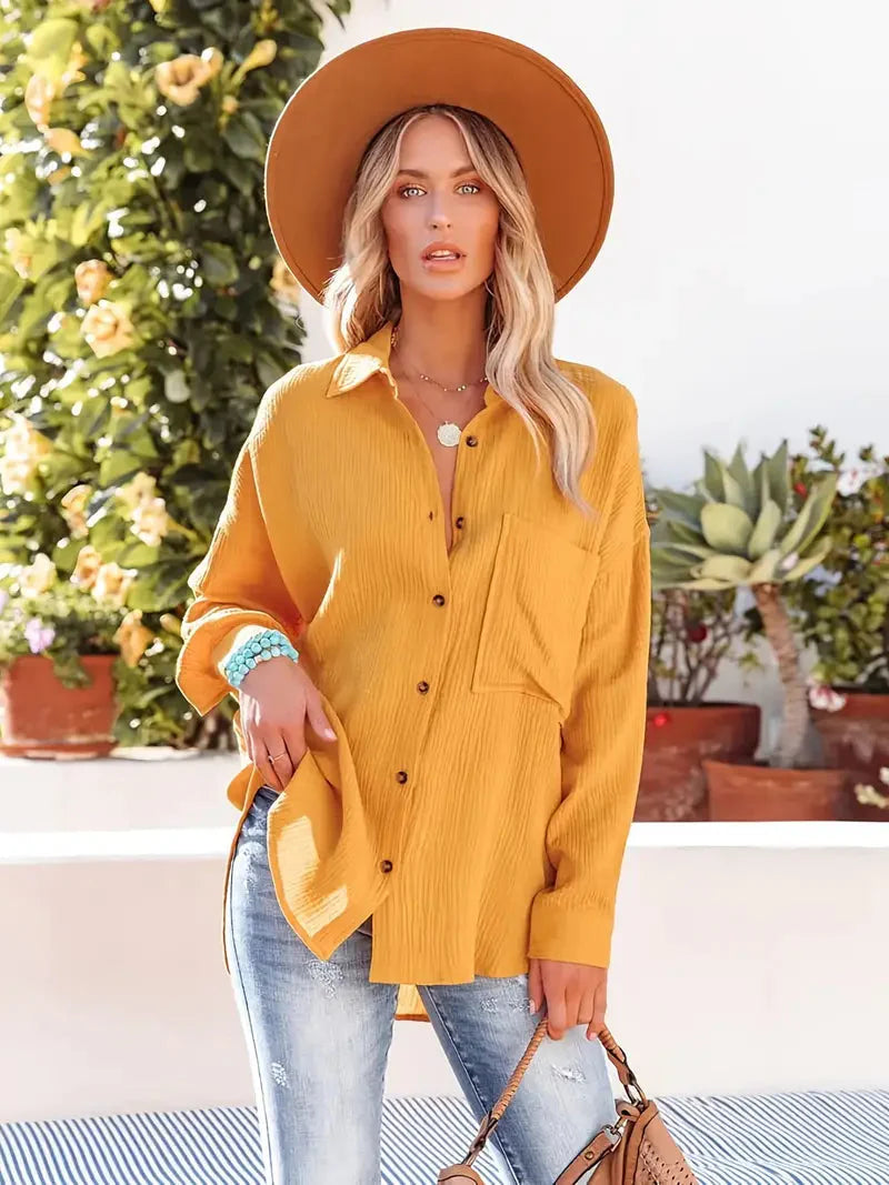 Levoire | Chemise À Manches Longues Avec Boutons Vers Le Bas Coupe Décontractée