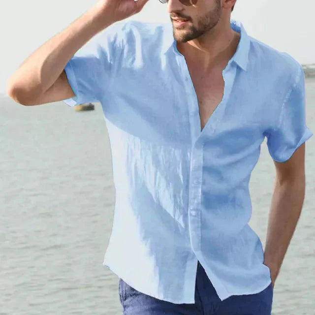 Levoire | Chemise À Manches Courtes Avec Boutonnière Pour Hommes Bébé Bleu
