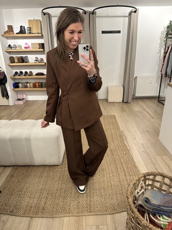 Levoire | Pantalons À Taille Enroulée Blazer Set Ensemble De Deux Pièces Pour Femmes Braun
