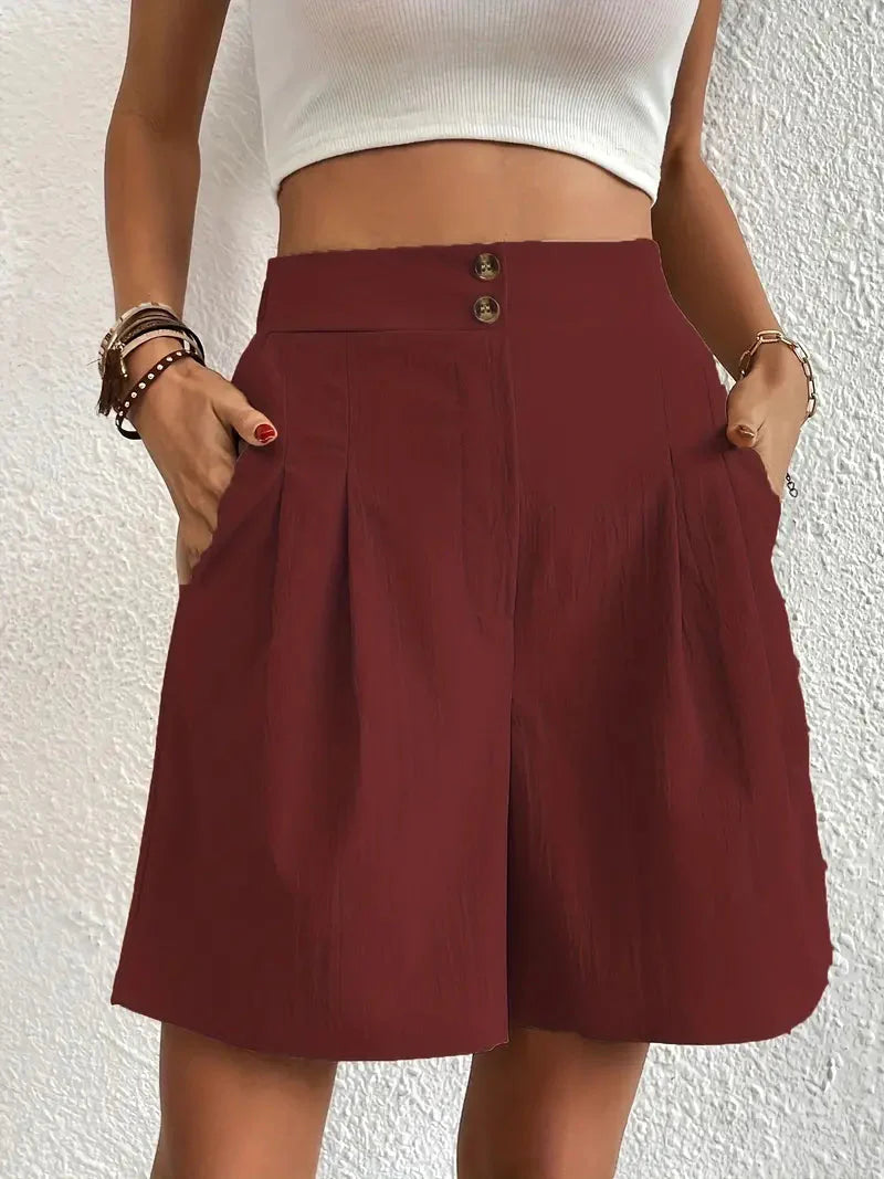 Levoire | Shorts, Poches Obliques, Taille Haute, Shorts Pour Femmes, Vêtements D'Été Bourgogne