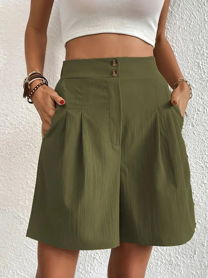 Levoire | Shorts, Poches Obliques, Taille Haute, Shorts Pour Femmes, Vêtements D'Été Vert olive