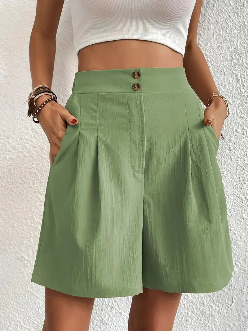 Levoire | Shorts, Poches Obliques, Taille Haute, Shorts Pour Femmes, Vêtements D'Été Vert clair