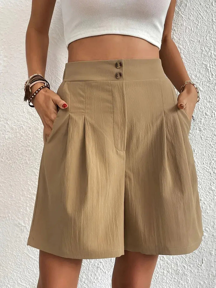 Levoire | Shorts, Poches Obliques, Taille Haute, Shorts Pour Femmes, Vêtements D'Été Khaki