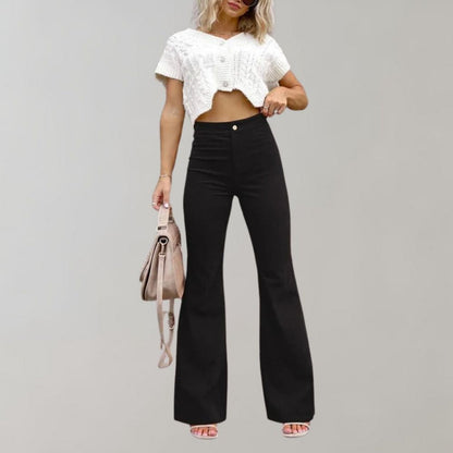 Levoire | Pantalons larges en velours tendance Noir