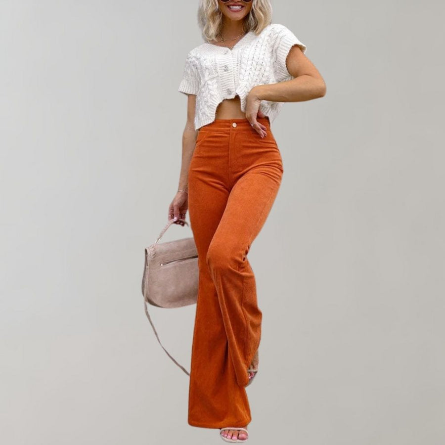 Levoire | Pantalons larges en velours tendance Orange