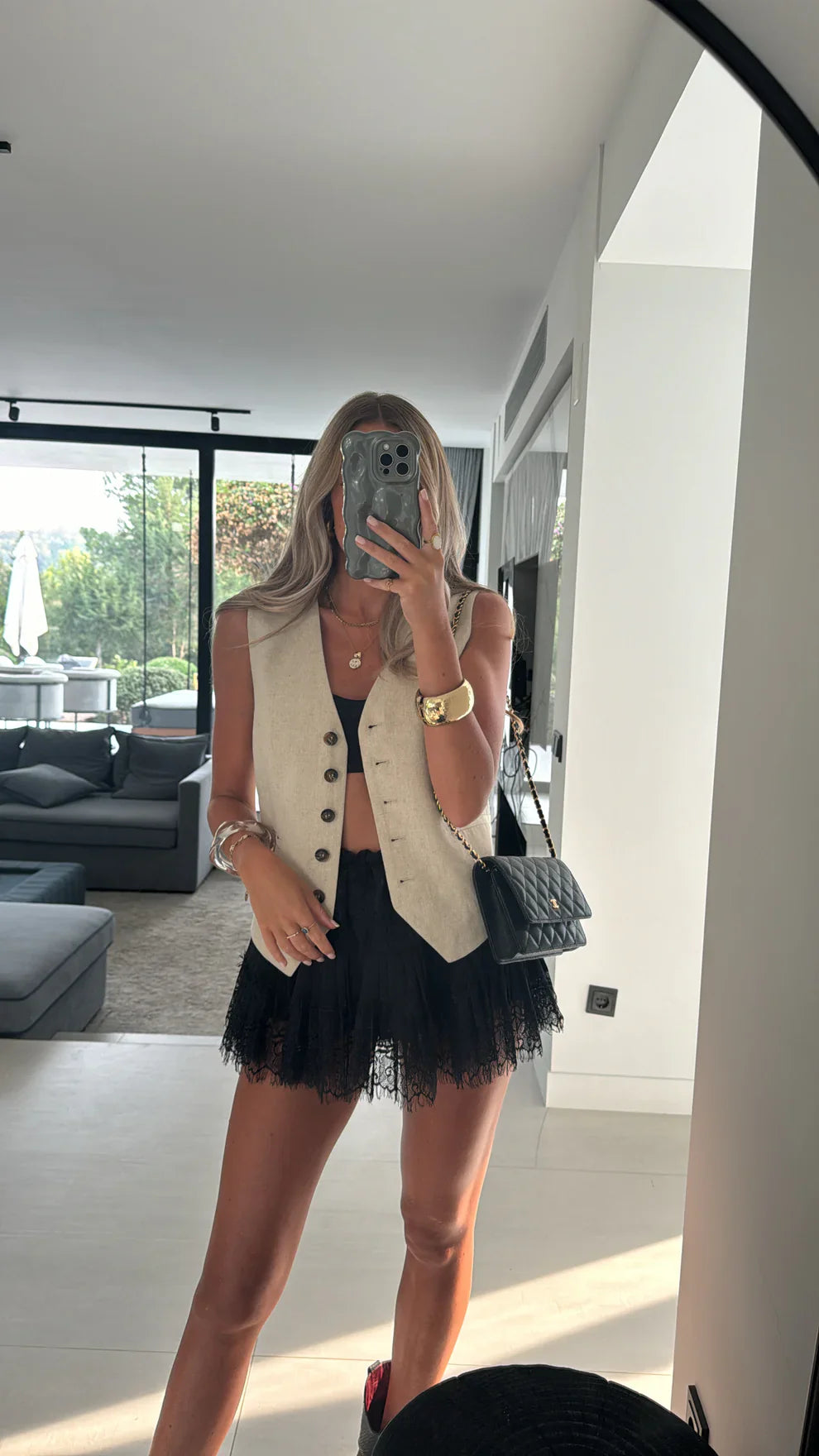 Levoire | Mini Jupe En Dentelle Noire