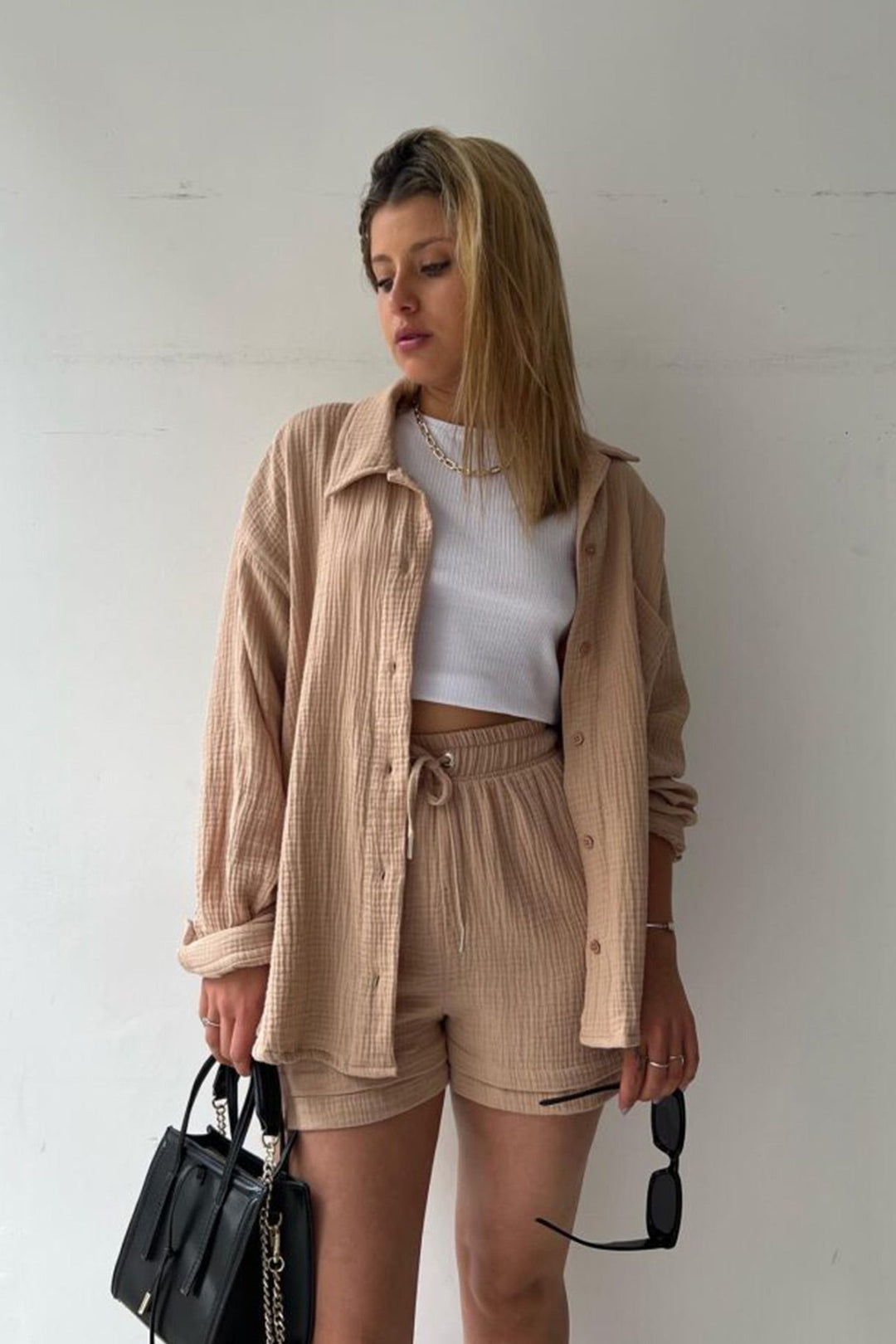 Levoire | Design T-Shirt À Manches Longues Et Shorts Assortis Pour Femmes Siena Khaki