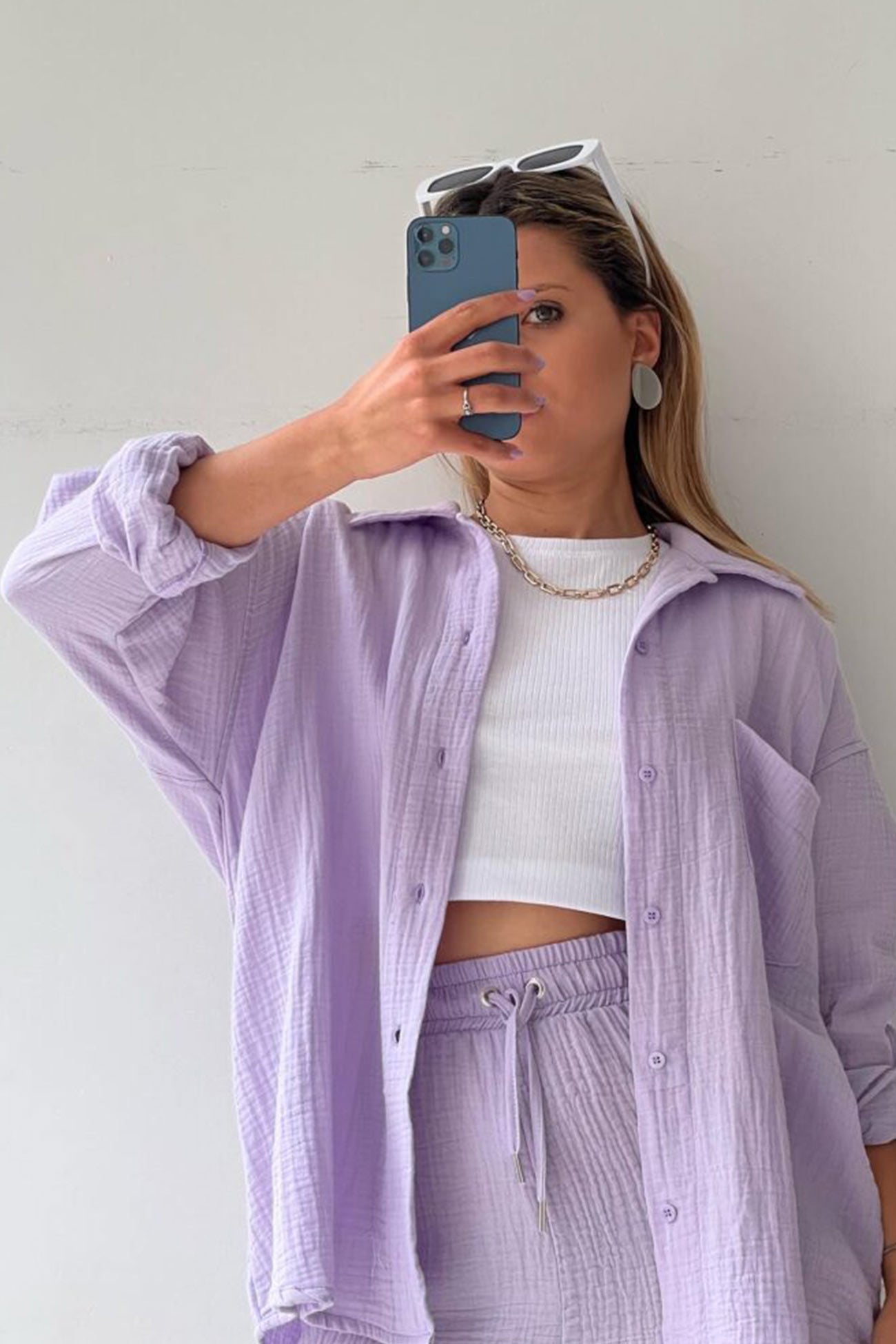 Levoire | Design T-Shirt À Manches Longues Et Shorts Assortis Pour Femmes Siena Lila