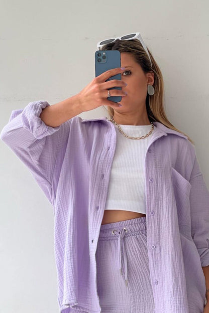 Levoire | Design T-Shirt À Manches Longues Et Shorts Assortis Pour Femmes Siena Lila