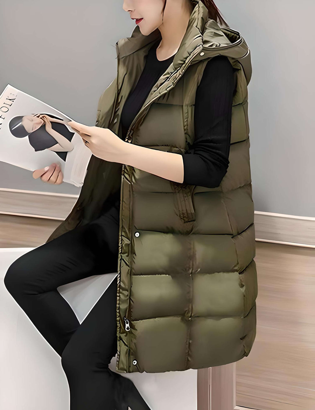 Levoire | Long Manteau Sans Manches Et Avec Capuche