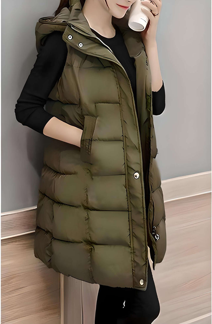 Levoire | Long Manteau Sans Manches Et Avec Capuche