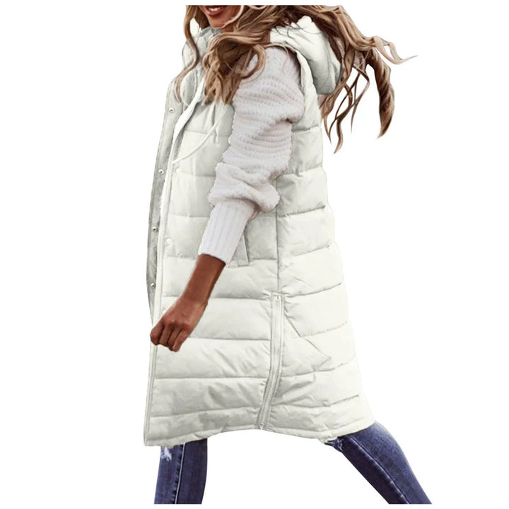Levoire | Gilet Sans Manches Capuche Puffer Gilet Femme Blanc