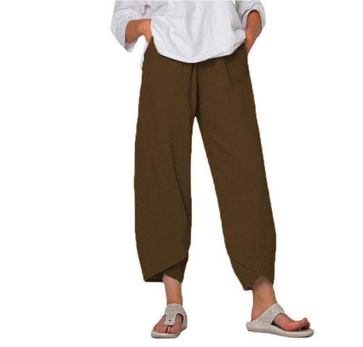Levoire | Pantalon Fit Femme Pantalon D'Été Léger En Lin Braun
