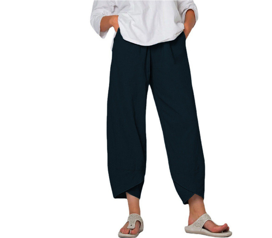 Levoire | Pantalon Fit Femme Pantalon D'Été Léger En Lin Bleu