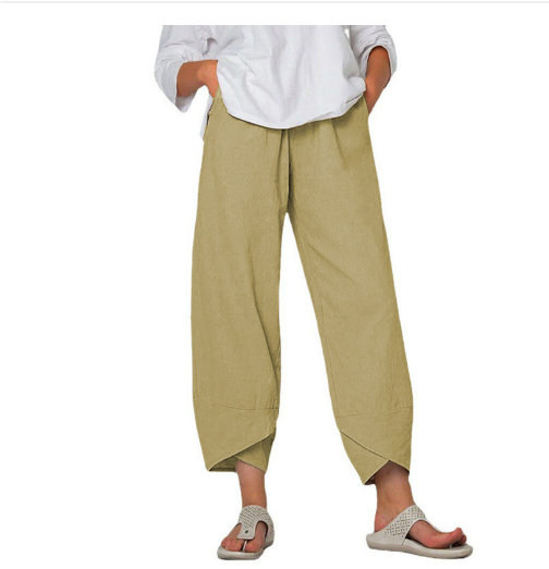 Levoire | Pantalon Fit Femme Pantalon D'Été Léger En Lin Khaki