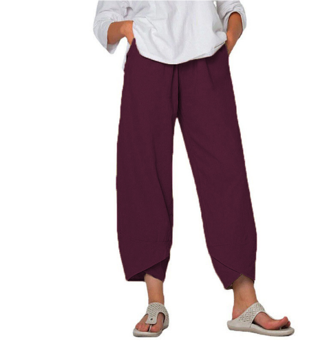 Levoire | Pantalon Fit Femme Pantalon D'Été Léger En Lin Bourgogne