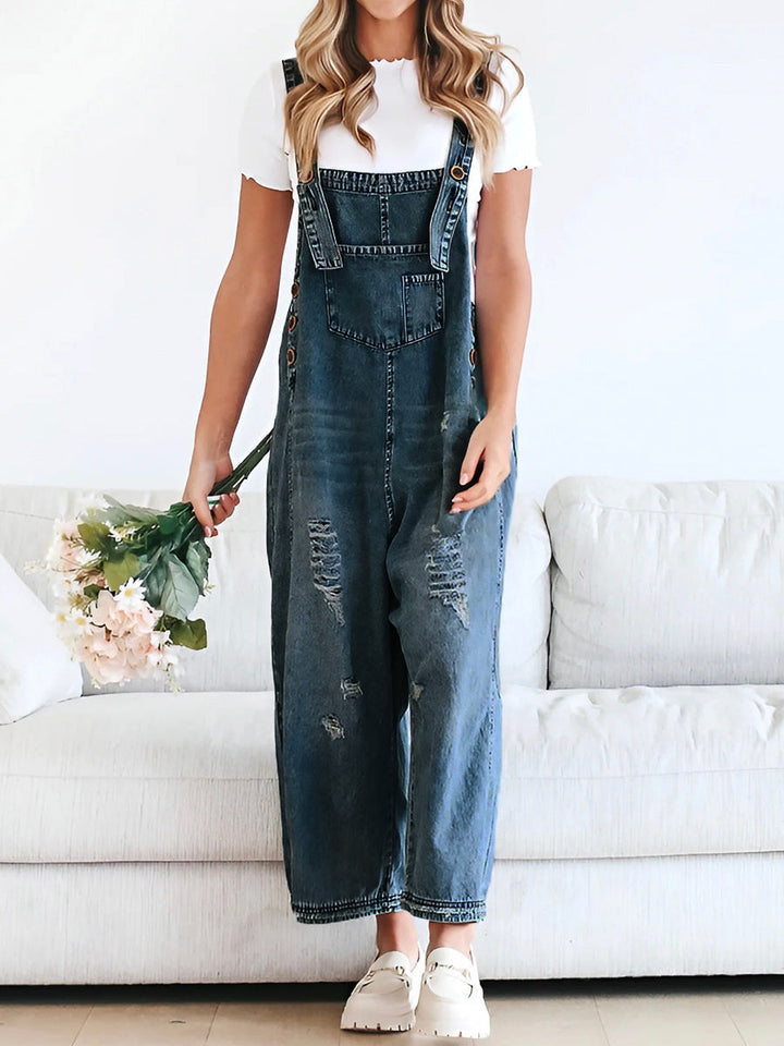 Levoire | Salopette En Jean Détachée En Look Usé Bleu marine