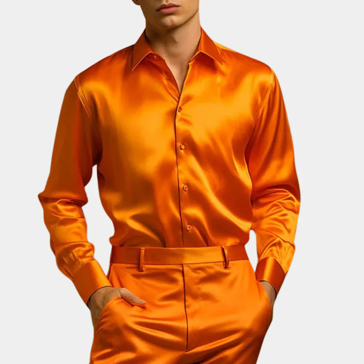 Levoire | Chemise Satin Luxueuse Orange