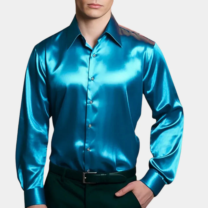 Levoire | Chemise Satin Luxueuse Bleu
