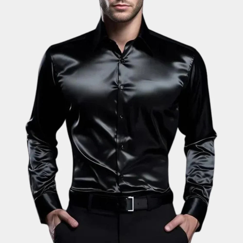 Levoire | Chemise Satin Luxueuse Noir