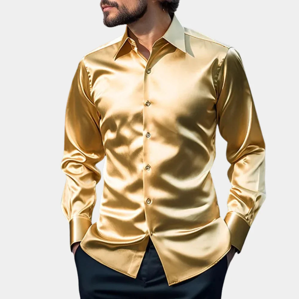 Levoire | Chemise Satin Luxueuse Jaune
