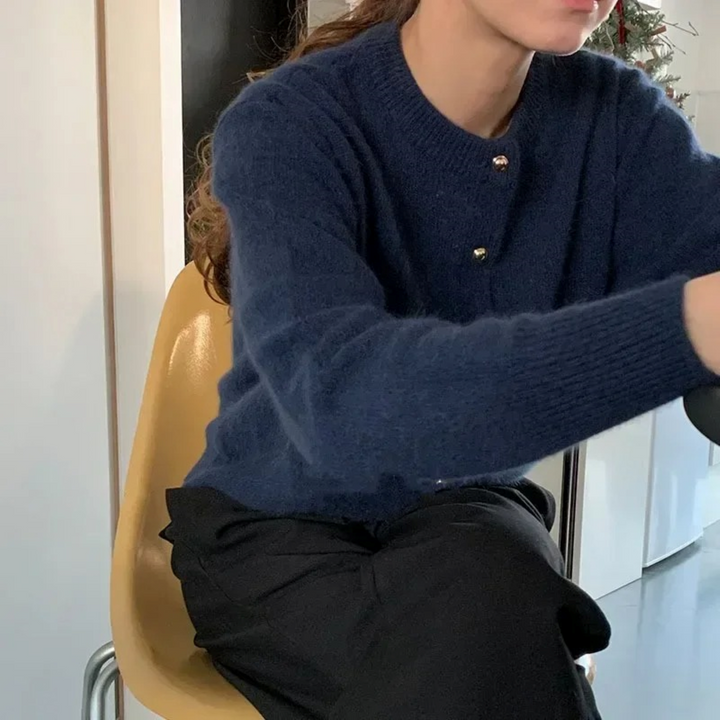 Levoire | Gilet Tricoté À Col Rond Bleu foncé