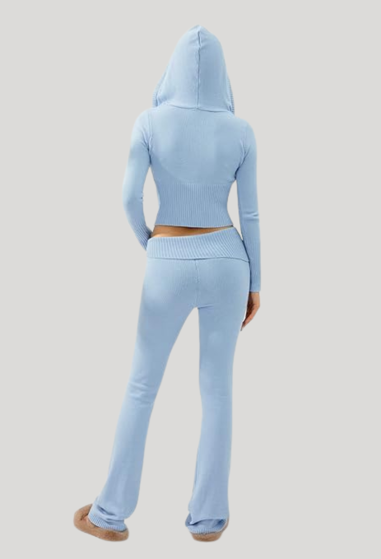 Levoire | Ensemble À Zip Avec Capuche En Tricot Deux Pièces Vêtements De Détente Femme