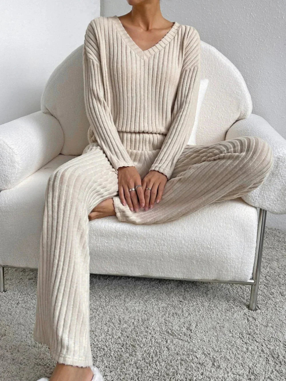 Levoire | Ensemble Rippé Manches Longues Vêtements De Détente Femme Vêtements Femme