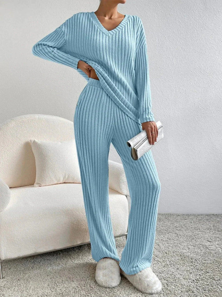 Levoire | Ensemble Rippé Manches Longues Vêtements De Détente Femme Vêtements Femme Bleu clair