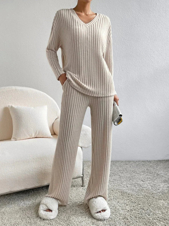 Levoire | Ensemble Rippé Manches Longues Vêtements De Détente Femme Vêtements Femme Abricot