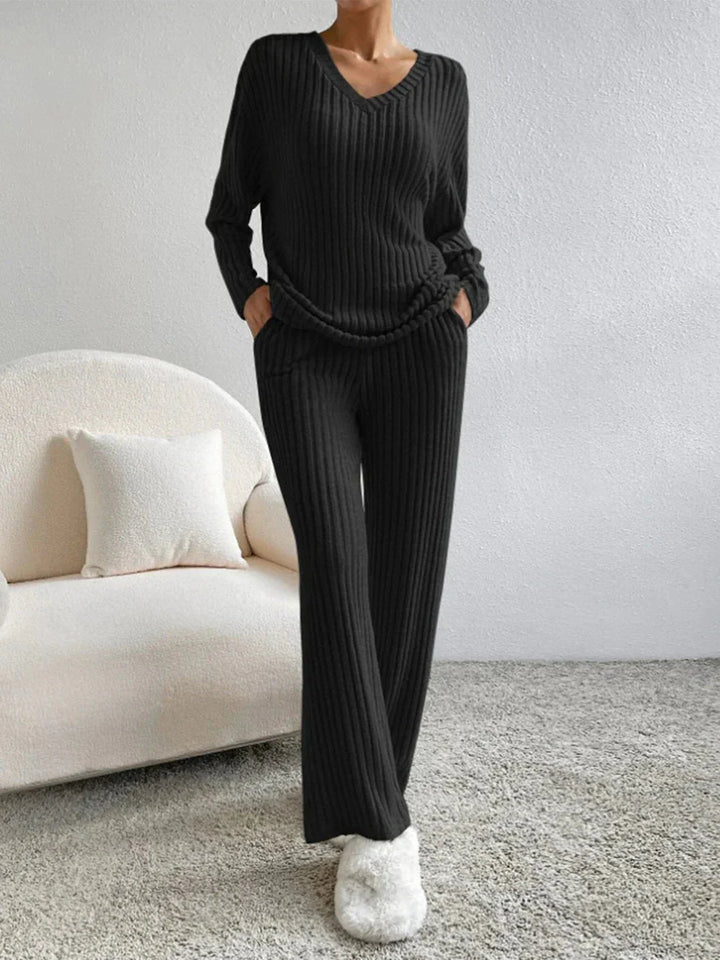 Levoire | Ensemble Rippé Manches Longues Vêtements De Détente Femme Vêtements Femme Noir