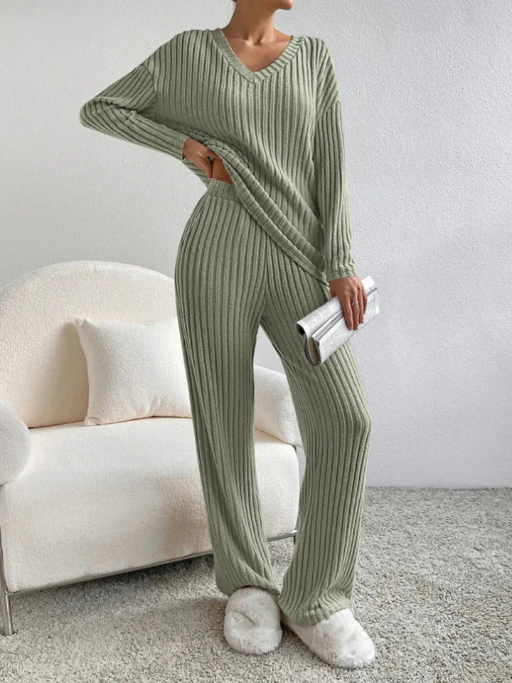Levoire | Ensemble Rippé Manches Longues Vêtements De Détente Femme Vêtements Femme Vert