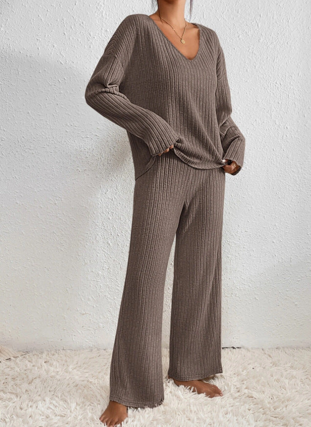 Levoire | Set Confortable Côtelé Tricot Deux Pièces Ensemble Femme Loungewear