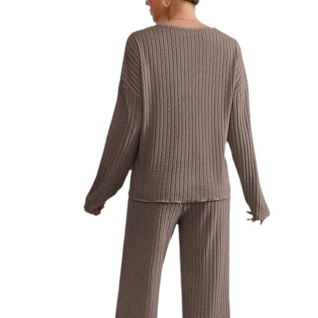 Levoire | Set Confortable Côtelé Tricot Deux Pièces Ensemble Femme Loungewear
