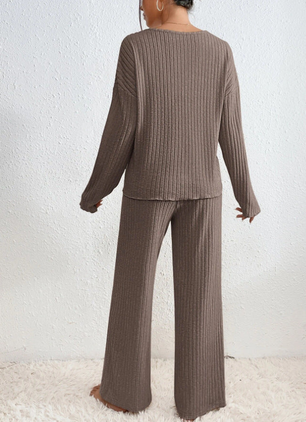 Levoire | Set Confortable Côtelé Tricot Deux Pièces Ensemble Femme Loungewear