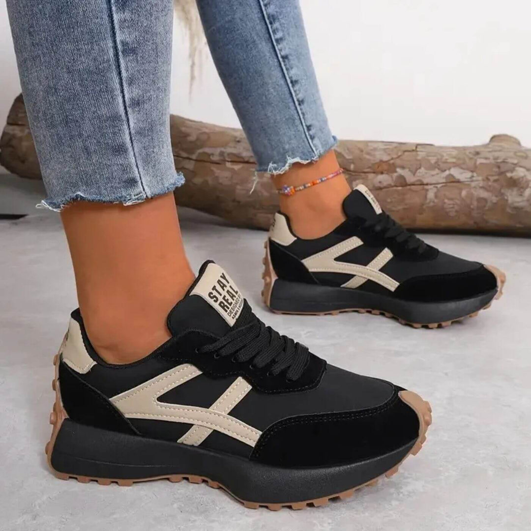 Levoire | Baskets Chunky Antidérapantes Stylées Pour Femmes Noir Beige