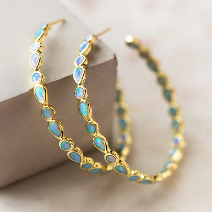 Levoire | Commande De Vin Boucles D'Oreilles Opale Bleue Or Or