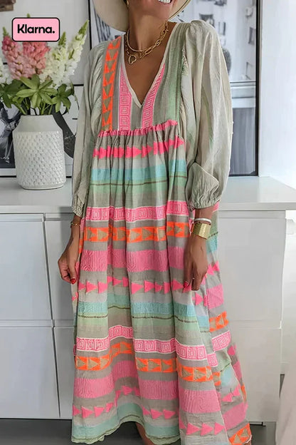 Levoire | Robe Maxi Colorée Avec Motif Géométrique